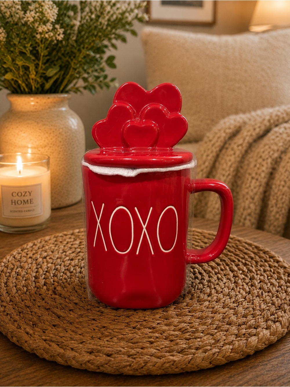 Rae Dunn XOXO Red Mug With Heart Lid Valentine’s Day NEW